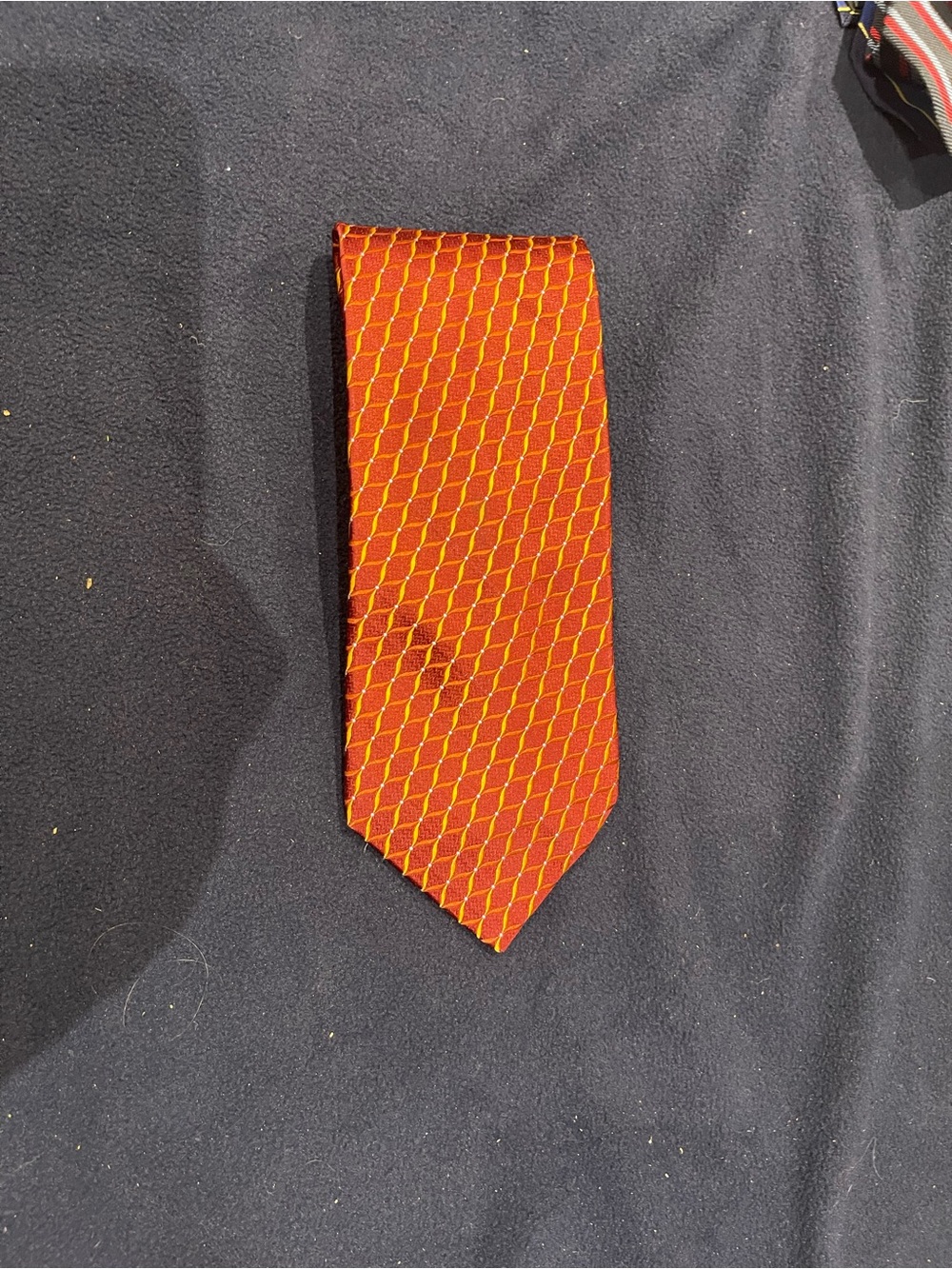 Ike Behar Orange Tie with Yellow Lattice Pattern